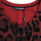 T-shirt senza maniche con stampa leopardata rossa