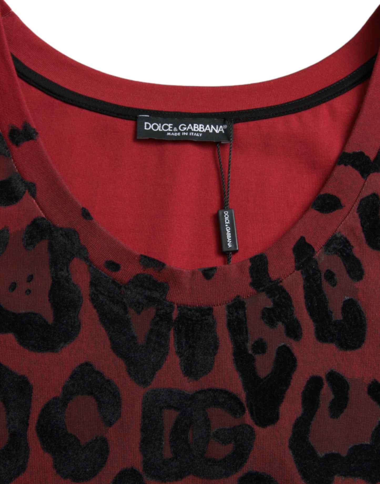 T-shirt senza maniche con stampa leopardata rossa