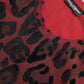 T-shirt senza maniche con stampa leopardata rossa