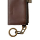 Brown Leather Zip Logo Keyring Coin Purse Keyring Wallet