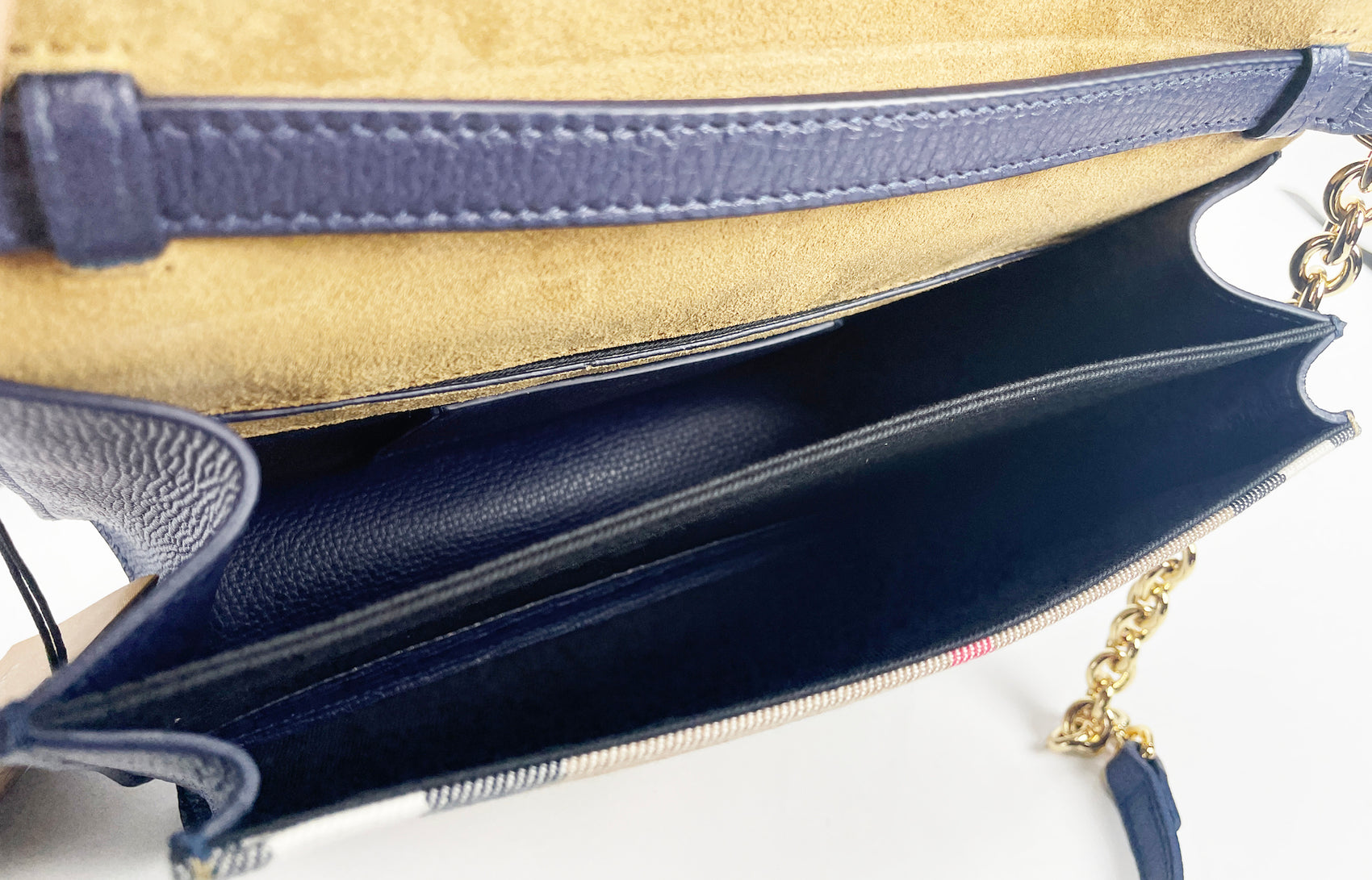 Borsa a tracolla piccola in pelle a quadri blu Regency Macken