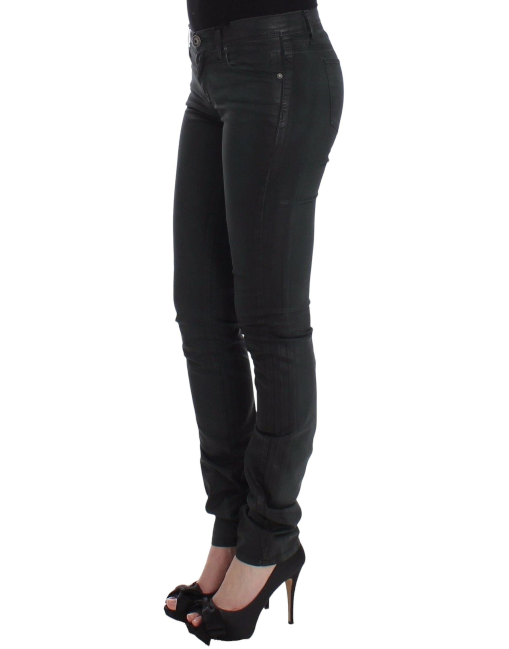 Elegante dunkelgrüne Slim Fit Jeans
