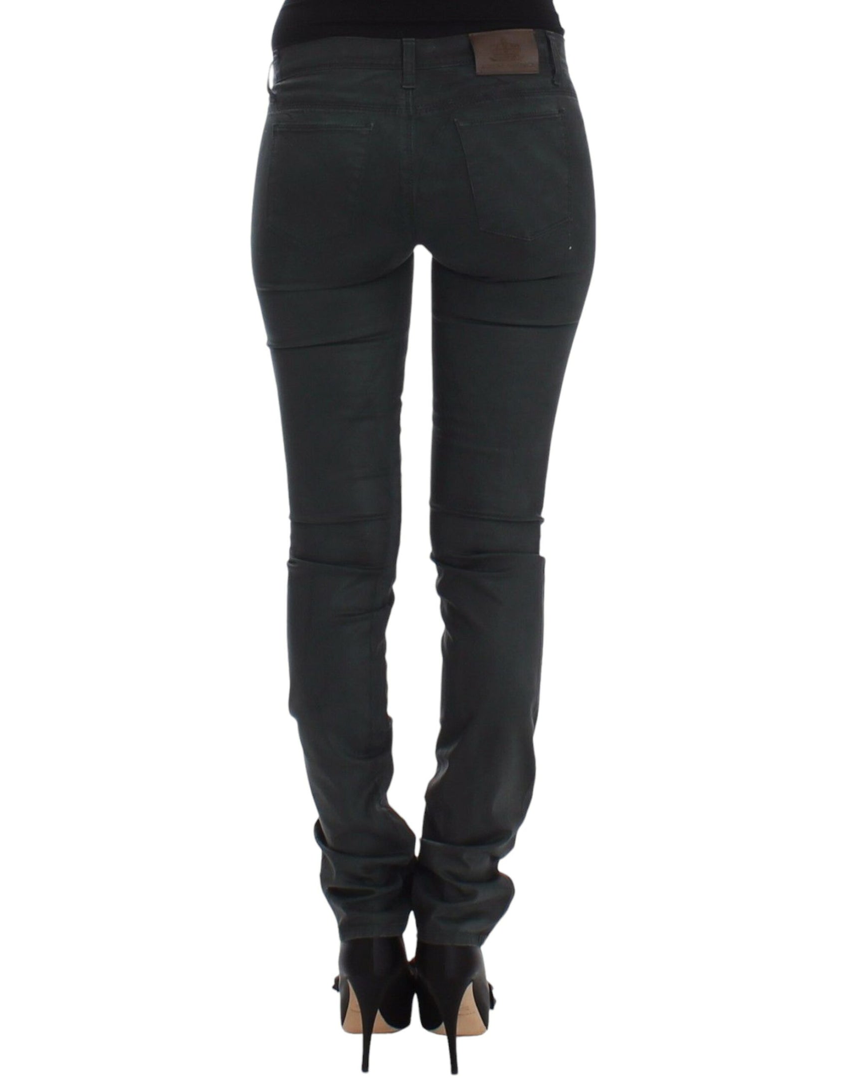 Elegante dunkelgrüne Slim Fit Jeans