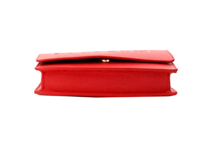 Borsa a tracolla in pelle liscia con logo in rilievo rosso Hampshire Small