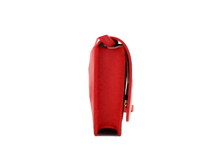 Borsa a tracolla in pelle liscia con logo in rilievo rosso Hampshire Small