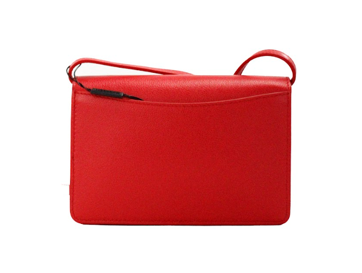 Borsa a tracolla in pelle liscia con logo in rilievo rosso Hampshire Small