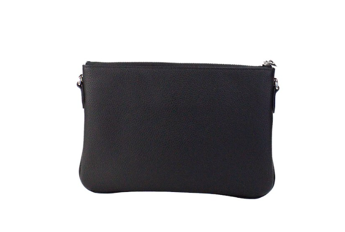 Borsa a tracolla in pelle nera con monogramma Peyton