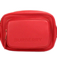 Small Branded Bright Red Grainy Leather Camera Crossbody Bag