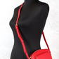 Small Branded Bright Red Grainy Leather Camera Crossbody Bag