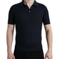 Dunkelblaues Polo-T-Shirt mit Kragen und kurzen Ärmeln