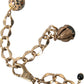 Gold Brass Leopard Fur Pearl Collier Chain Belt