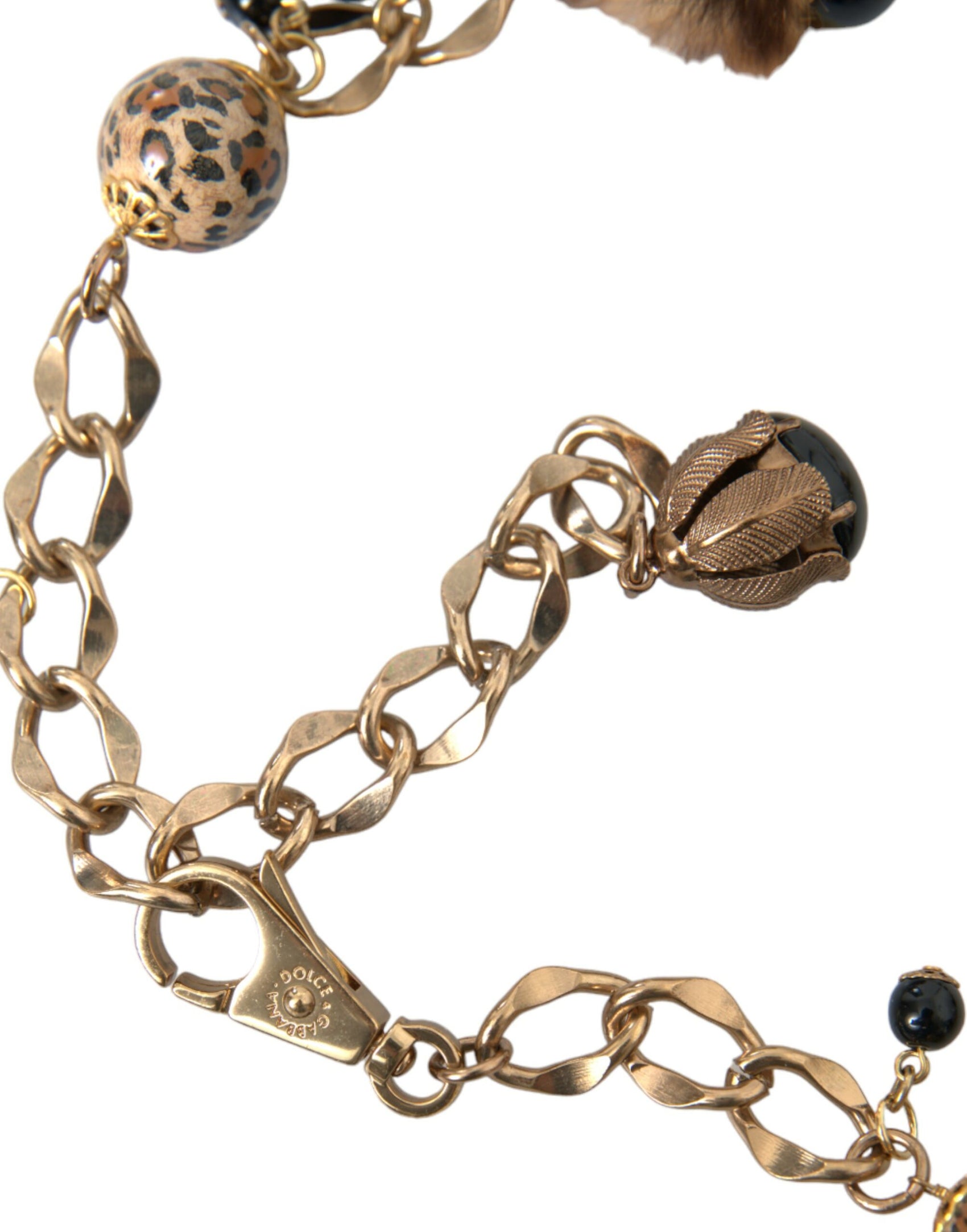 Gold Messing Leopard Fell Perlen Collier Kettengürtel