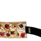 Gold Brass Red Roses Crystal Jewel Waist Belt