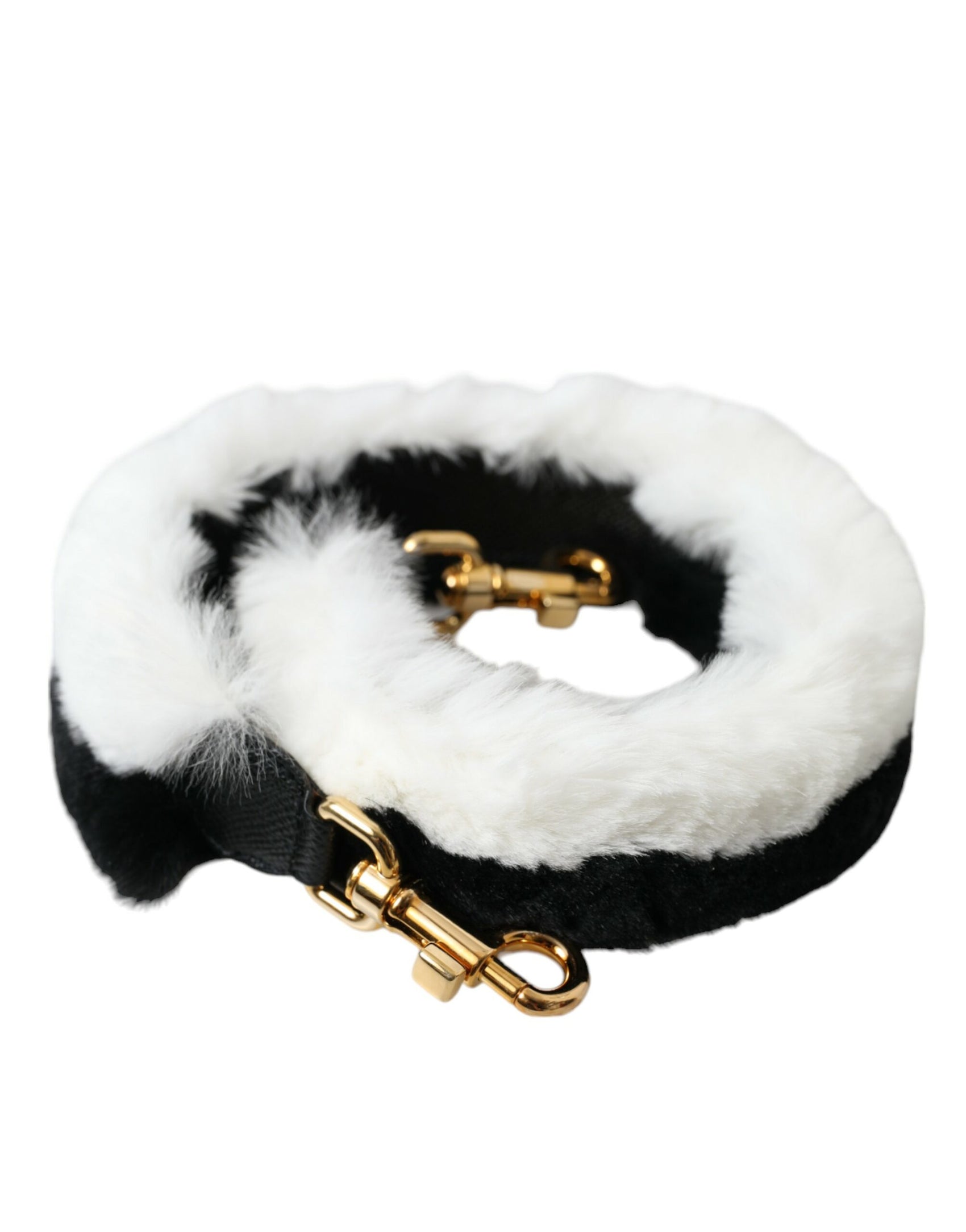Schwarz-weißer Schultergurt für Lapin-Fell-Accessoires