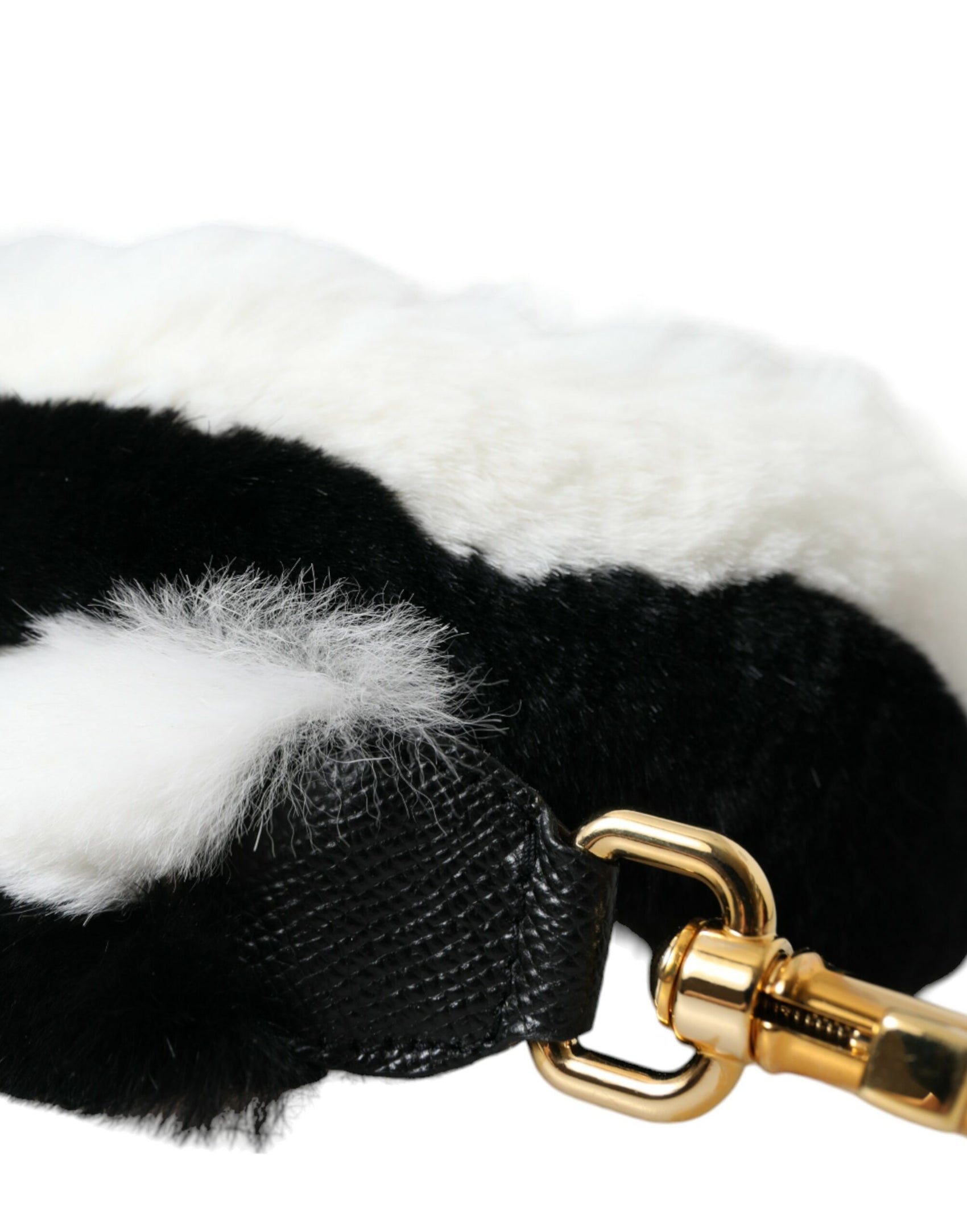 Schwarz-weißer Schultergurt für Lapin-Fell-Accessoires