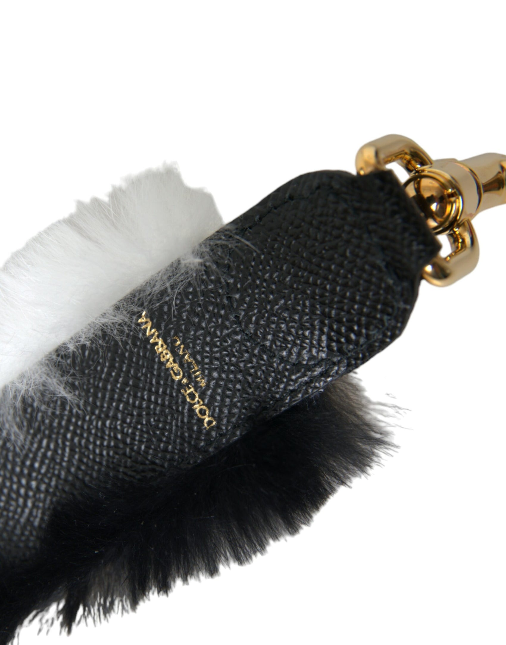 Schwarz-weißer Schultergurt für Lapin-Fell-Accessoires