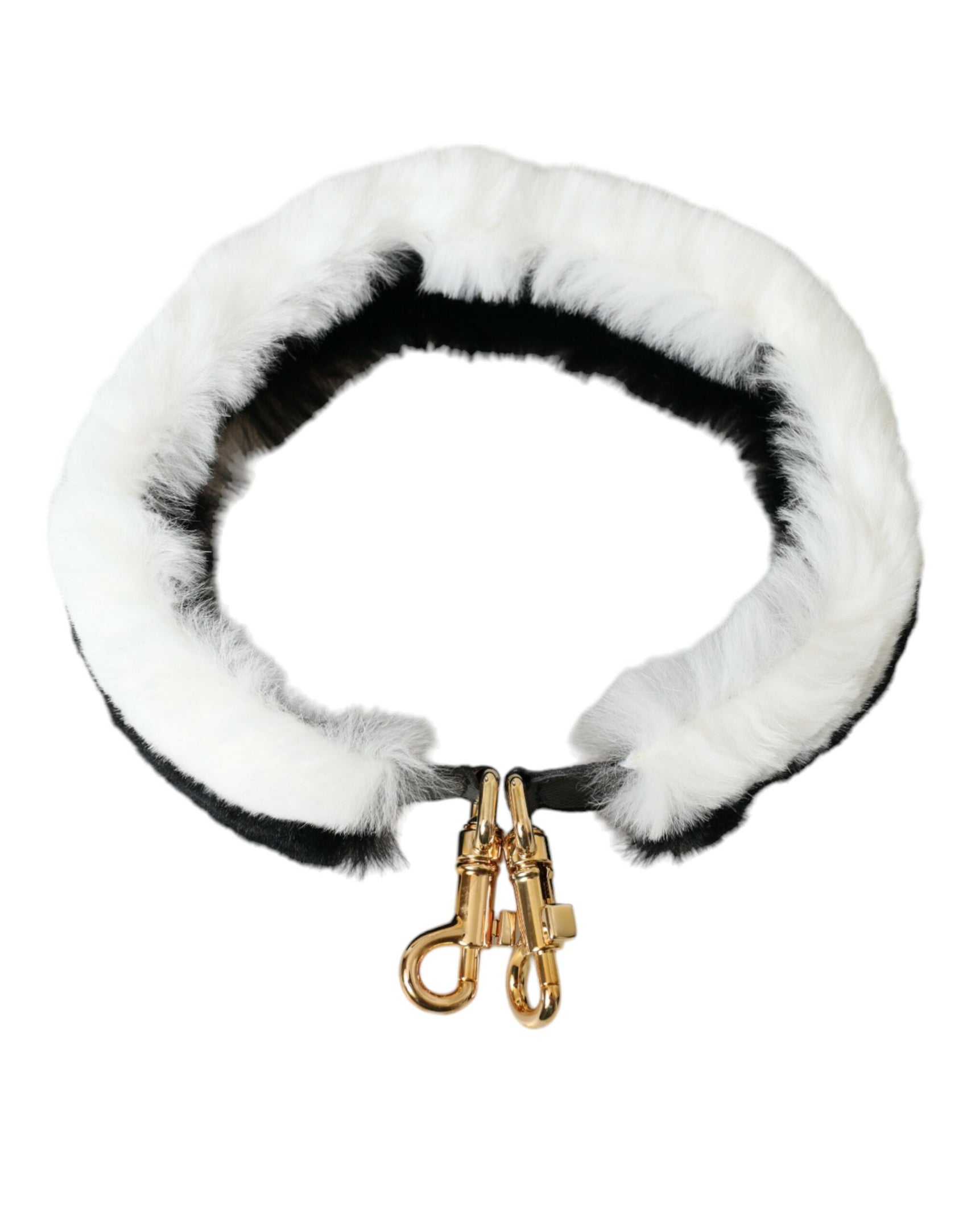 Schwarz-weißer Schultergurt für Lapin-Fell-Accessoires