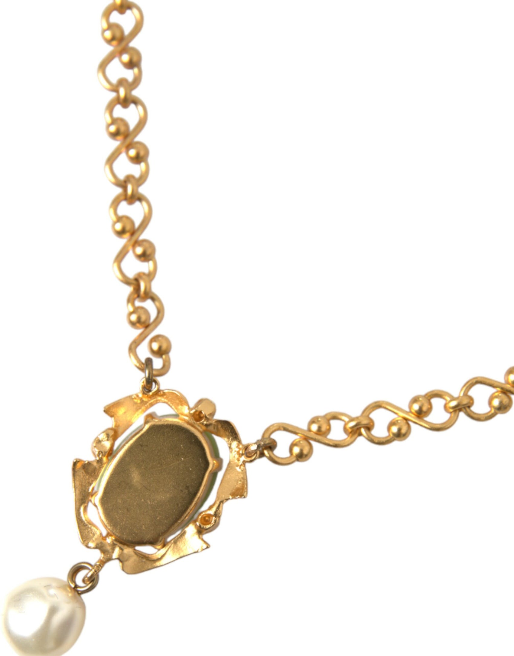 Collana con ciondolo a forma di perla in ottone dorato