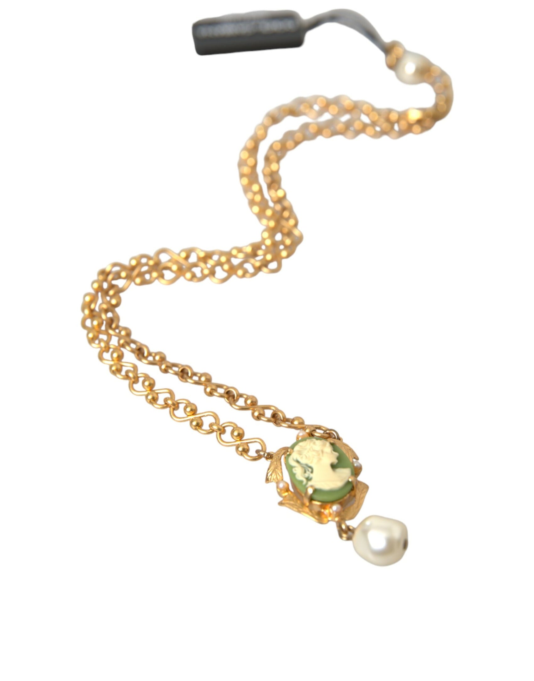 Collana con ciondolo a forma di perla in ottone dorato