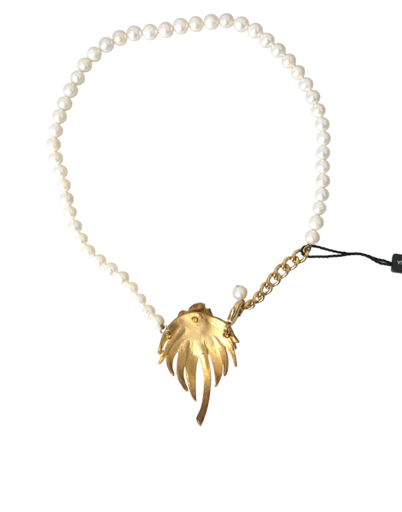 Collana con ciondolo a forma di albero di perle di cristallo in ottone dorato