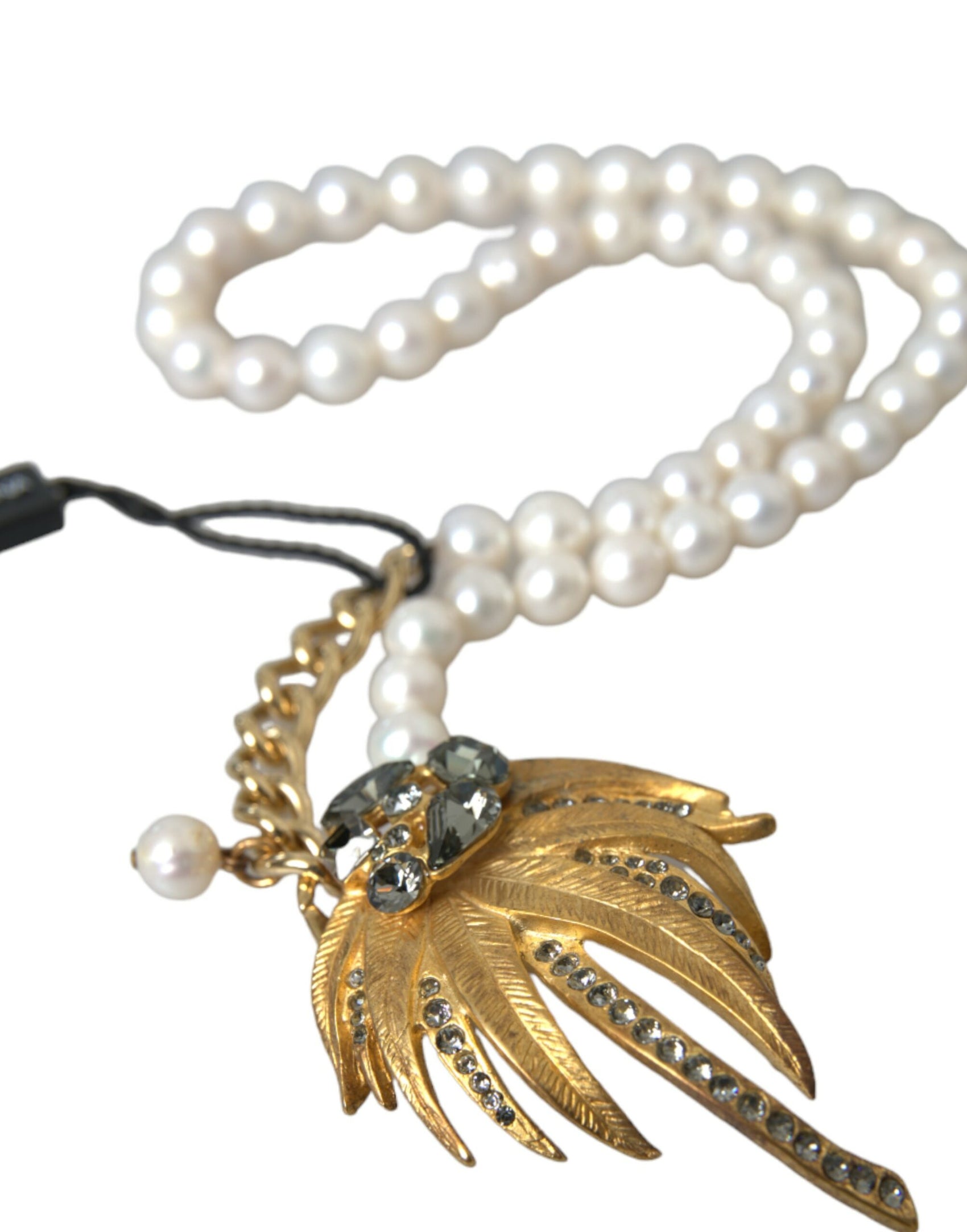 Collana con ciondolo a forma di albero di perle di cristallo in ottone dorato