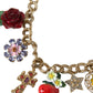 Collana con ciondolo a forma di stella e fragola con croce rosa in catena d'oro