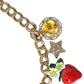 Collana con ciondolo a forma di stella e fragola con croce rosa in catena d'oro