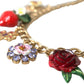 Collana con ciondolo a forma di stella e fragola con croce rosa in catena d'oro