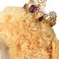 Brauner Teddybär mit goldener Kristallkrone, Haarband und Diadem