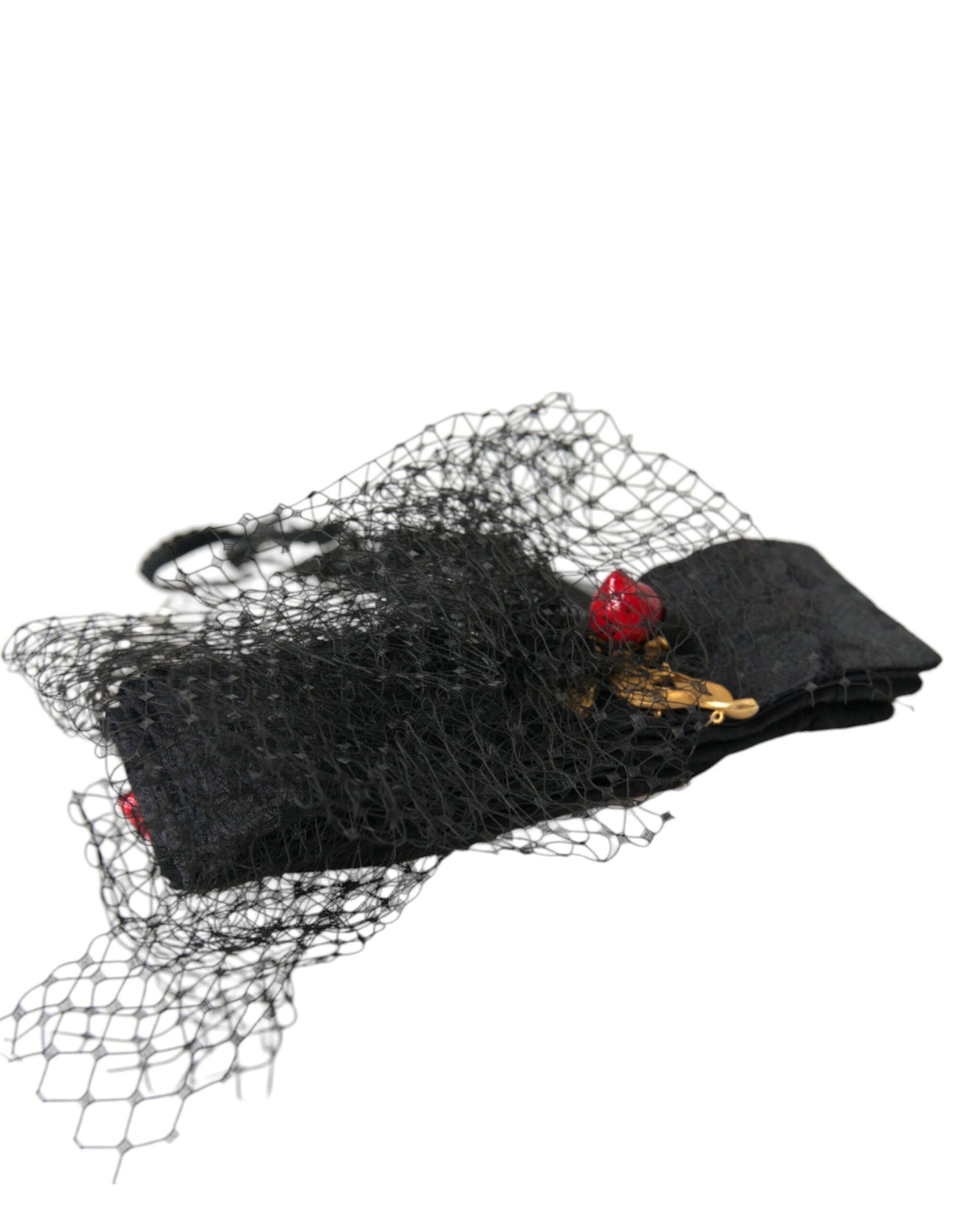 Schwarzes Erdbeer-Sizilien-Kristall-Mesh-Netz-Stirnband-Diadem