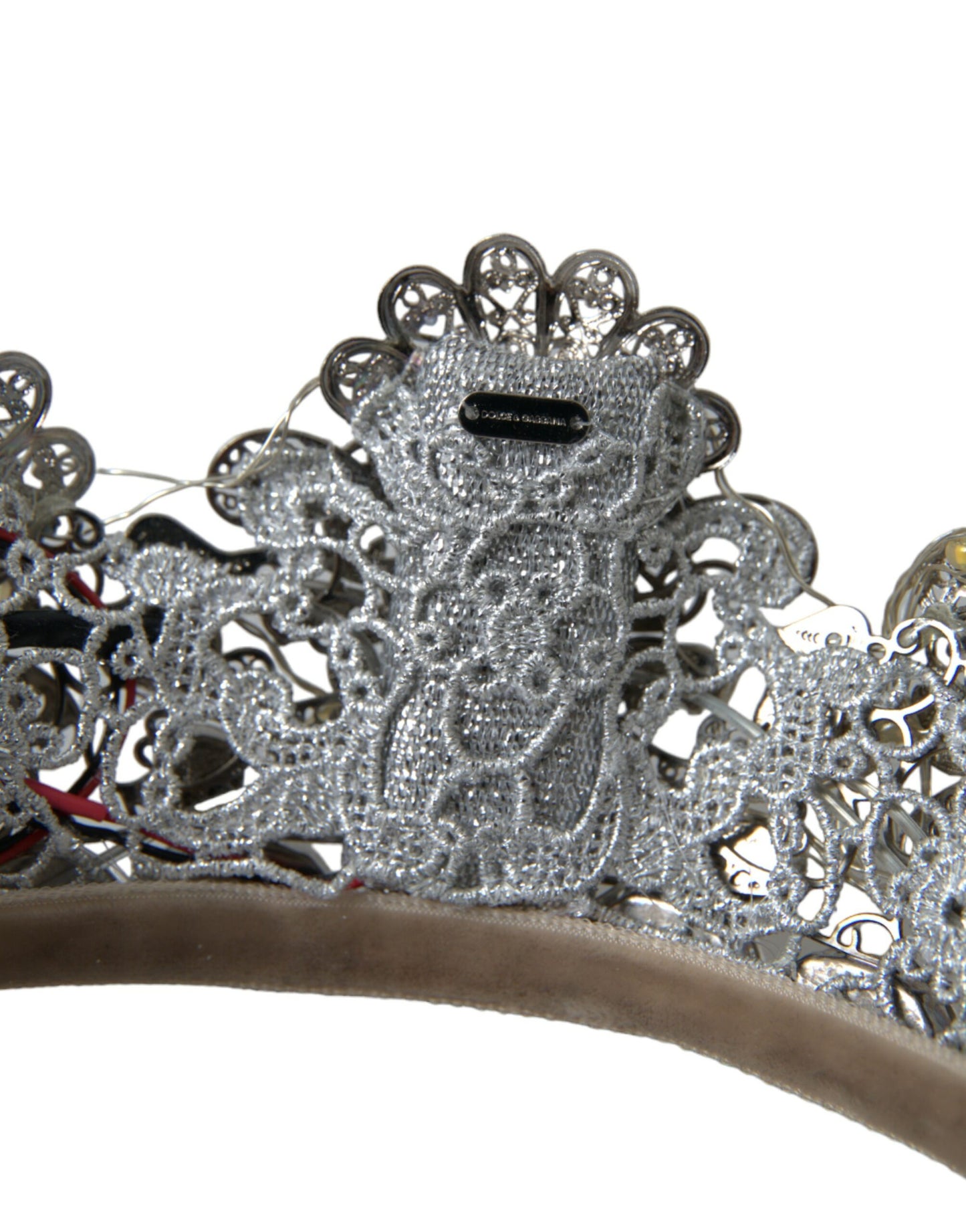 Diadema con corona di cristallo STRASS in ottone argentato e LED