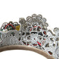 Diadema con corona di cristallo STRASS in ottone argentato e LED