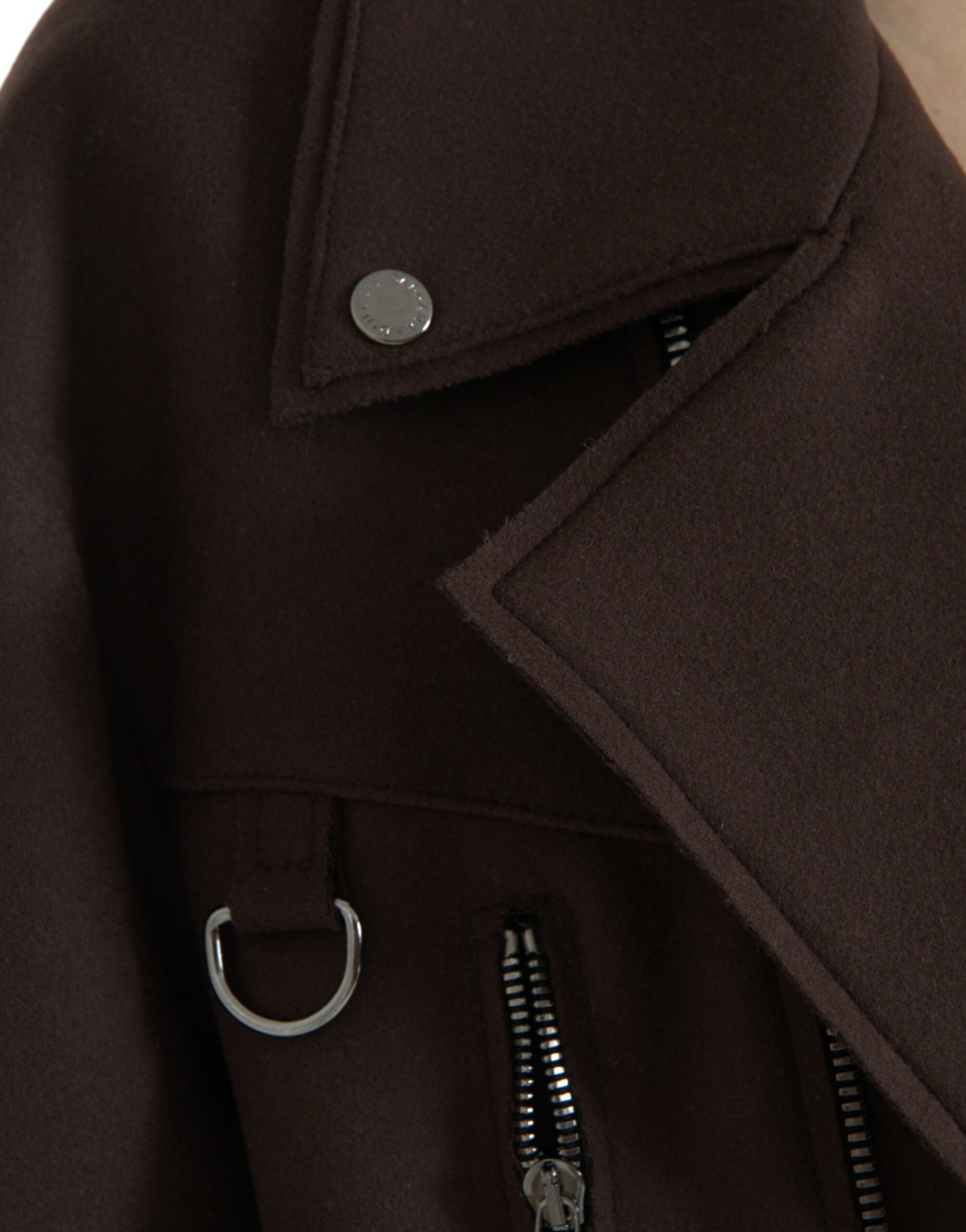 Cappotto marrone Giacca corta in lana da motociclista