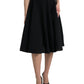 Black High Waist A-line Knee Length Skirt