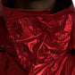 Red Nylon Hooded Pullover Sweatshirt Jacket