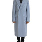 Blue Double Breasted Long Trench Coat Jacket