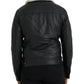 Black Leather Fur Collar Biker Coat Jacket