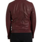 Maroon Exotic Leather Zip Biker Coat Jacket