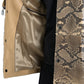 Beige Exotic Leather Biker Blouson Jacket