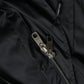 Black Polyester Hooded Long Windbreaker Jacket