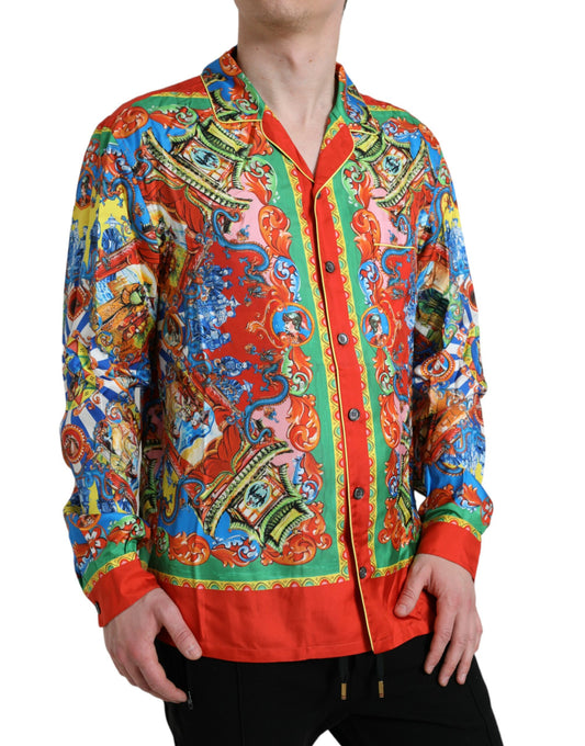 Mehrfarbig gemustertes Button-Down-Freizeithemd