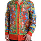 Mehrfarbig gemustertes Button-Down-Freizeithemd