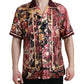 Mehrfarbiges Button-Down-Seidenhemd