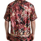 Mehrfarbiges Button-Down-Seidenhemd