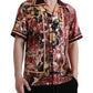 Mehrfarbiges Button-Down-Seidenhemd