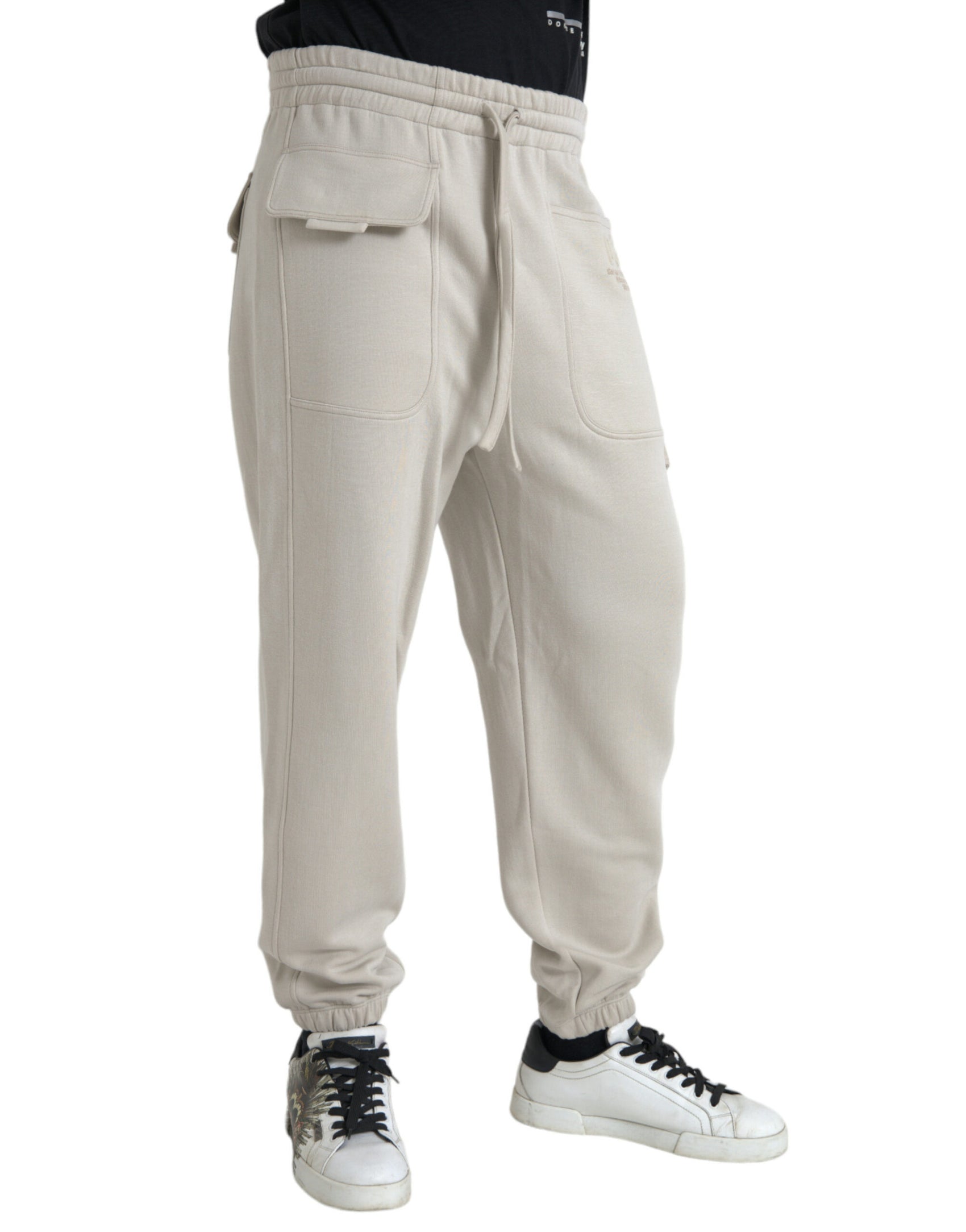 Off White Viskose Cargo Jogger Jogginghose Hose