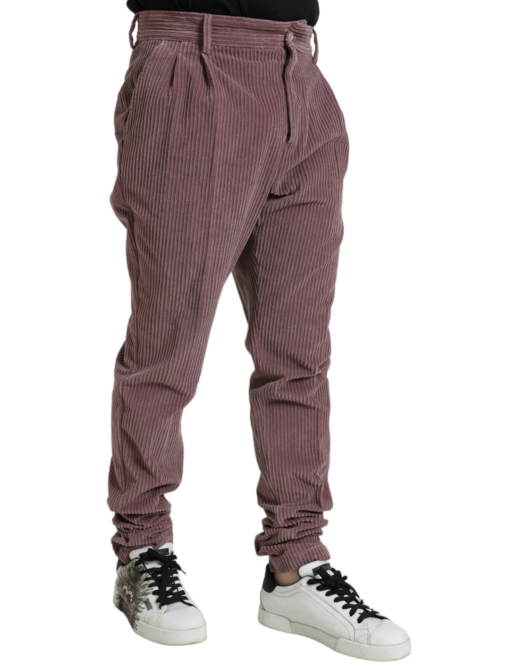 Lilafarbene Skinny-Hose aus Cord und Baumwollstretch