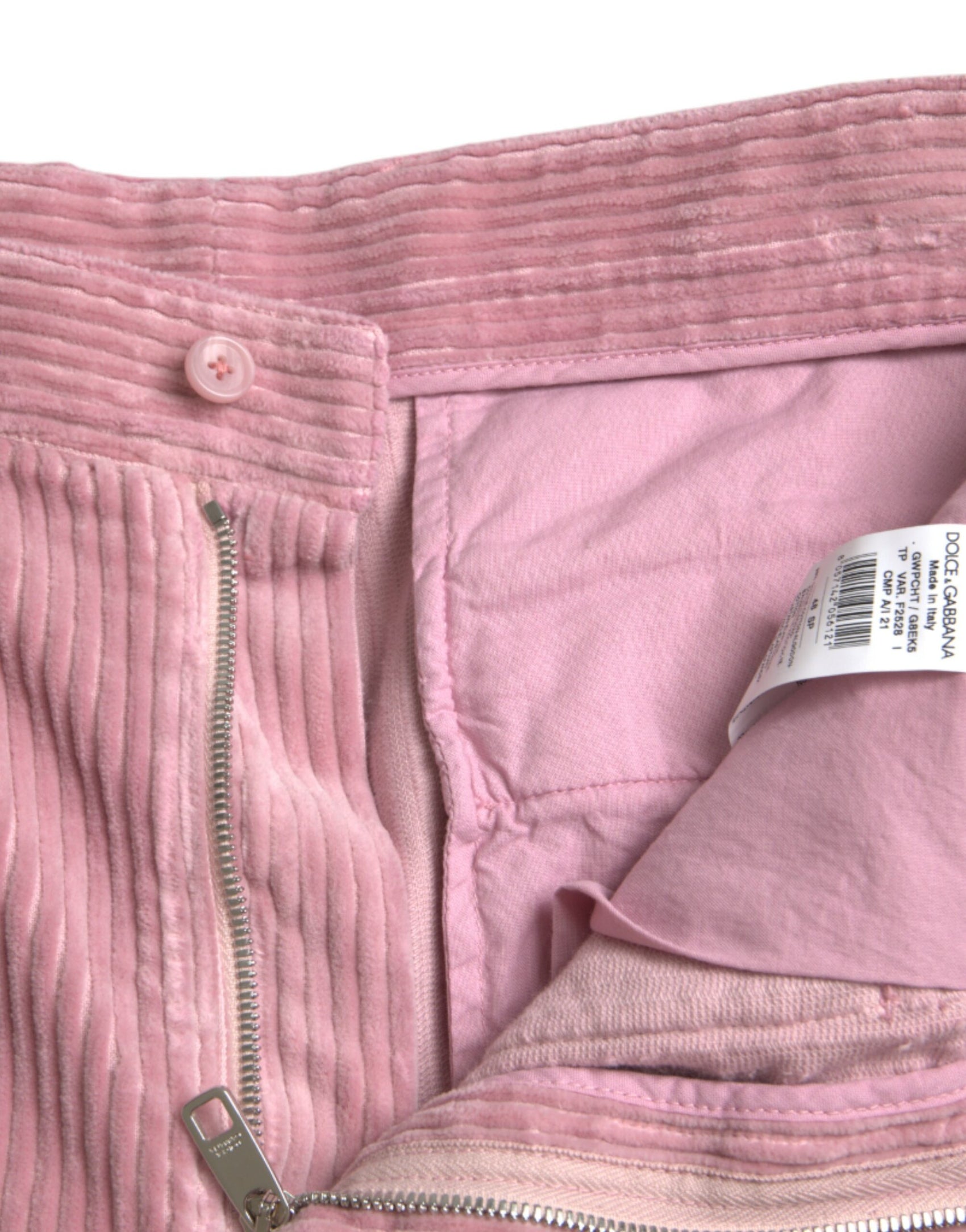 Rosa Skinny Cargo-Jeans aus Cord-Baumwolle mit Stretch