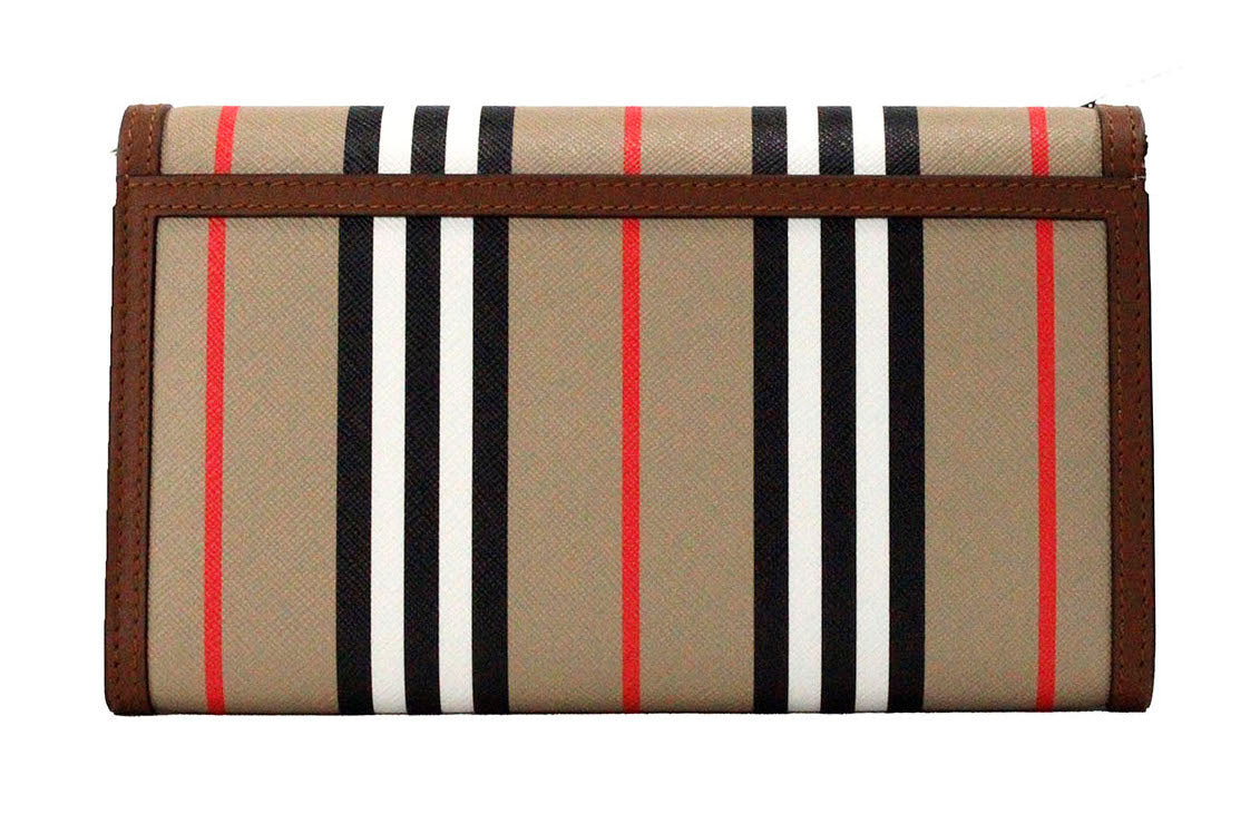 Borsa a tracolla in pelle e-canvas color cuoio Hannah Icon Stripe Archive