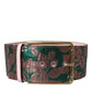 Multicolor Floral Jacquard Lurex Gold Buckle Belt